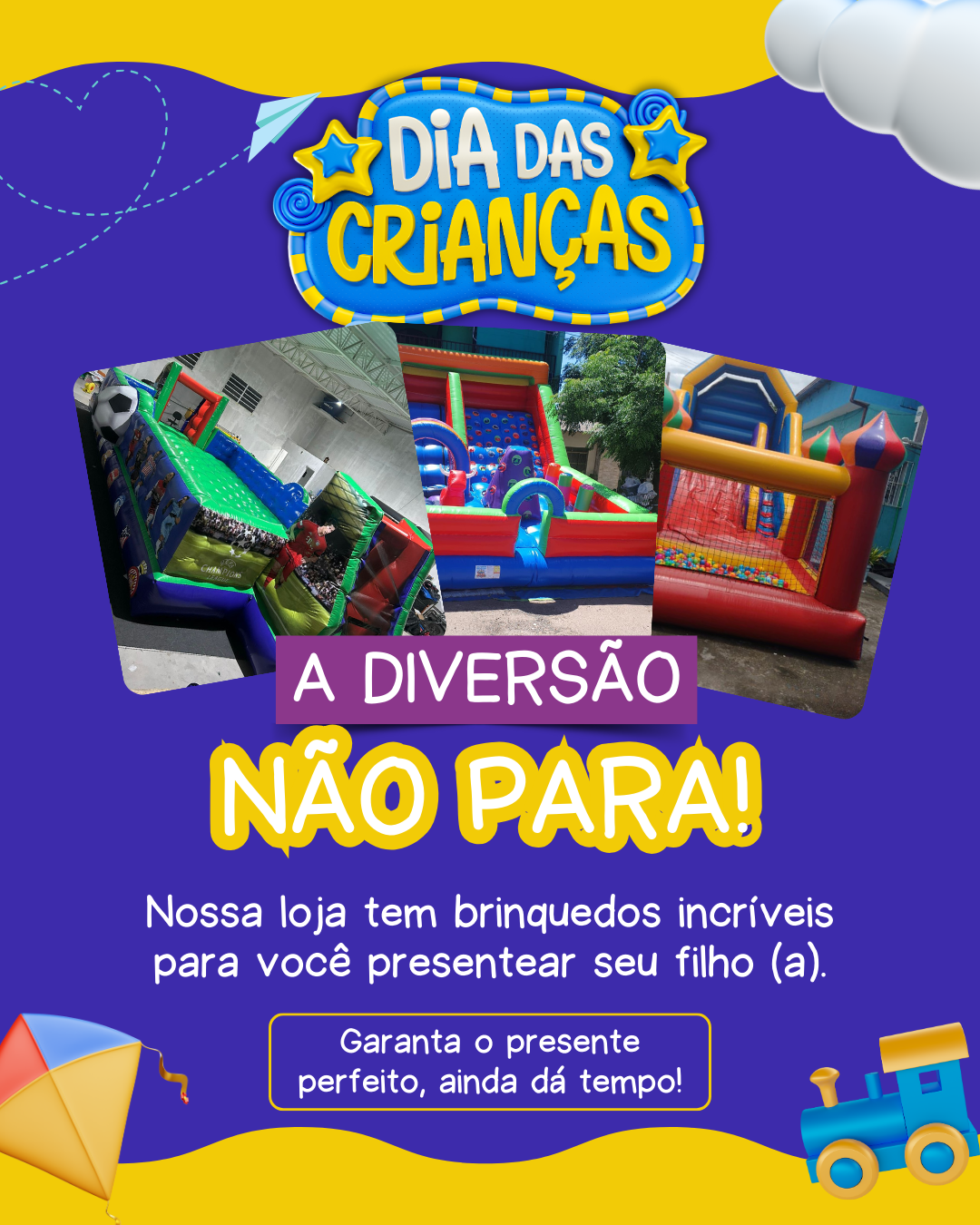 Post instagram loja de brinquedos dia das crianças diversão